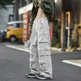 Hearujoy Multi-pockets Cargo Pants Streetwear Hip-hop Mopping Trousers Harajuku Tooling Pant Men's Vintage Loose Casual Jogging Pants